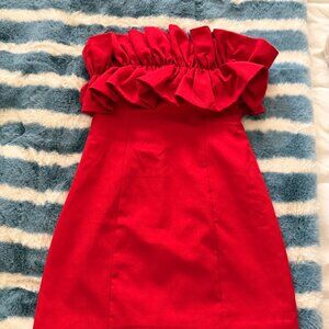 DO+BE Red Strapless Bow Dress Size Medium in Red
